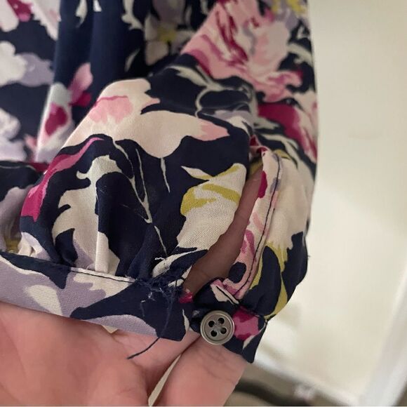 Joie Women’s Blue Floral Silk Blouse 3/4 Sleeve Size XS - Picture 4 of 16